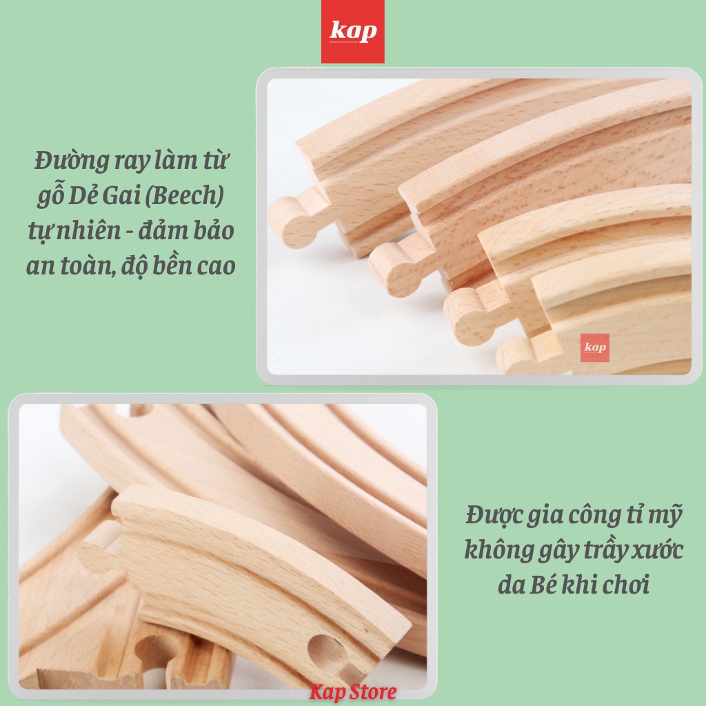 BỘ ĐỒ CHƠI ĐƯỜNG RAY XE LỬA CAO CẤP BẰNG GỖ - TƯƠNG THÍCH BRIO, HAPE, LIDL, IKEA