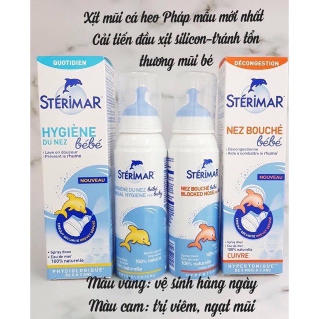 (Mẫu Mới) Xịt mũi cá heo Sterimar nội địa Pháp 100ml