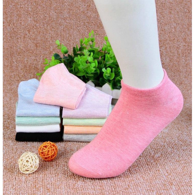Hộp 10 đôi tất nữ cổ ngắn nhiều màu cực đẹp