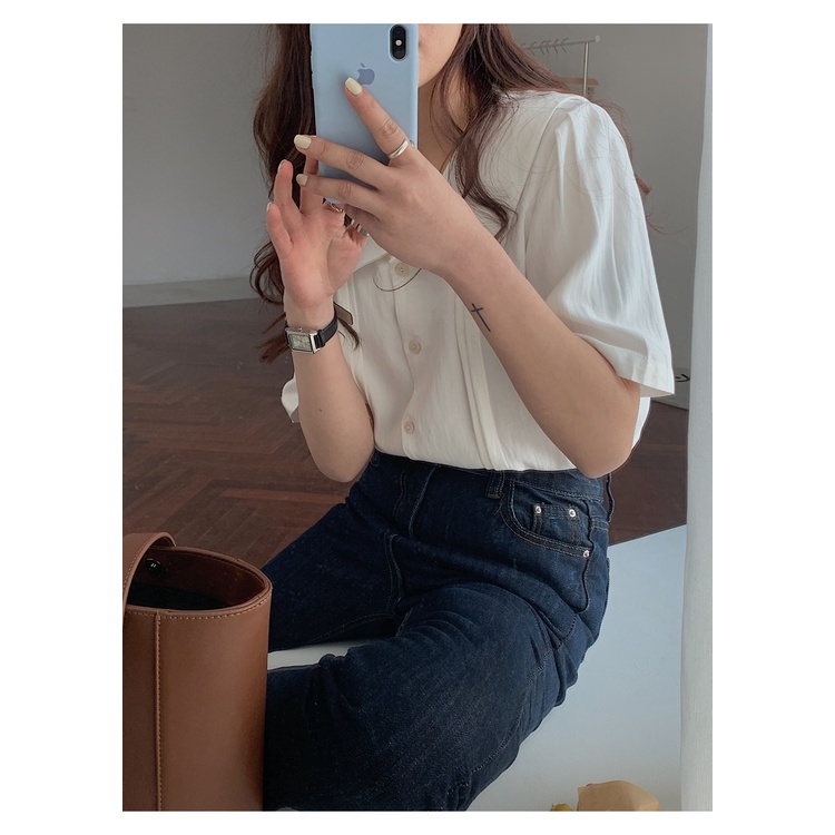 Áo sơ mi SUXI ngắn tay thời trang mùa hè phong cách cổ điển cho nữ