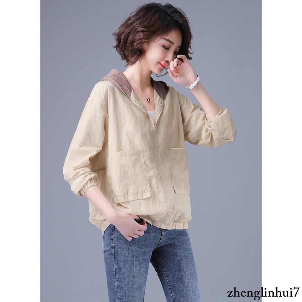 Áo khoác mỏng có mũ trùm chống nắng thời trang cho nữ
