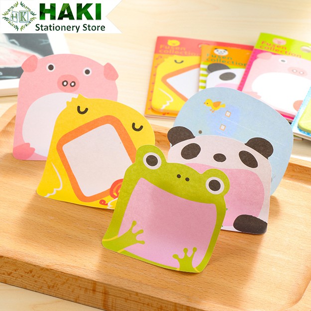 Giấy note hình động vật dễ thương HAKI, giấy ghi chú 20 tờ 8*6cm NO2