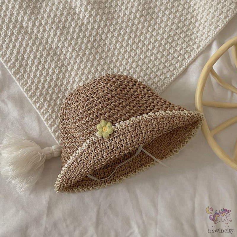 Mũ Rộng Vành Đính Hoa Xinh Xắn Cho Bé Gái