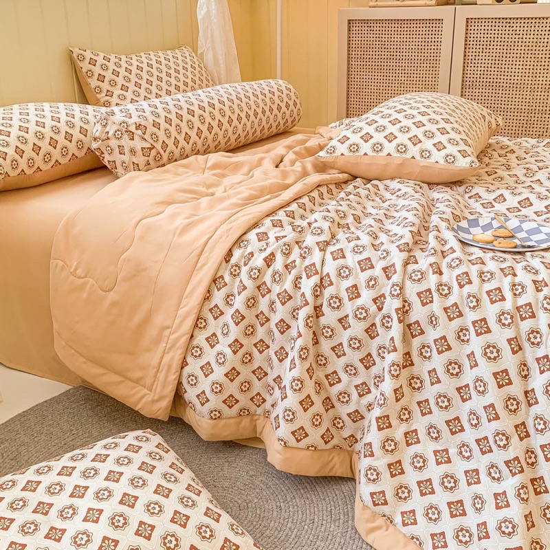 Bộ sét 5 món cotton đũi chăn trần nhập khẩu cực kì mềm mịn thoáng mát,sét 5 món cotton đũi chăn trần mềm mịn thoáng mát