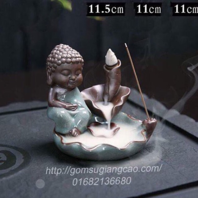 Tượng đốt trầm Phật adida thác sen