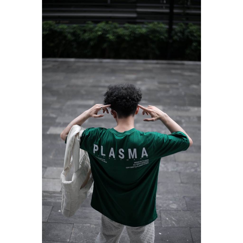 Áo thun Unisex PLASMA GREEN Tee phông nam nữ tay lỡ oversize form rộng