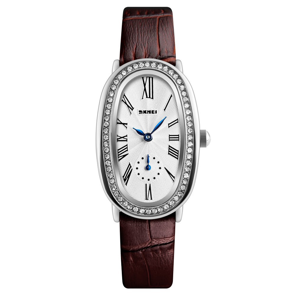ĐỒNG HỒ NỮ SKMEI 1292, DÂY DA CAO CẤP, MẶT HÌNH OVAL, ĐÍNH ĐÁ Bán lẻ giá sỉ