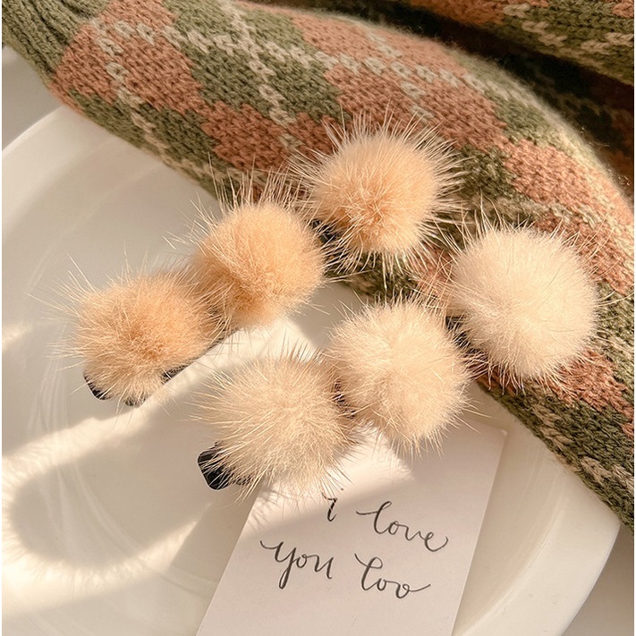 Kẹp tóc mái bông gòn tạo kiểu dễ thương phong cách Hàn Quốc cho nữ