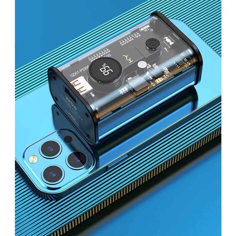 Pin sạc dự phòng trong suốt KY 806 10000 mAh sạc nhanh PD20W QC22.5W