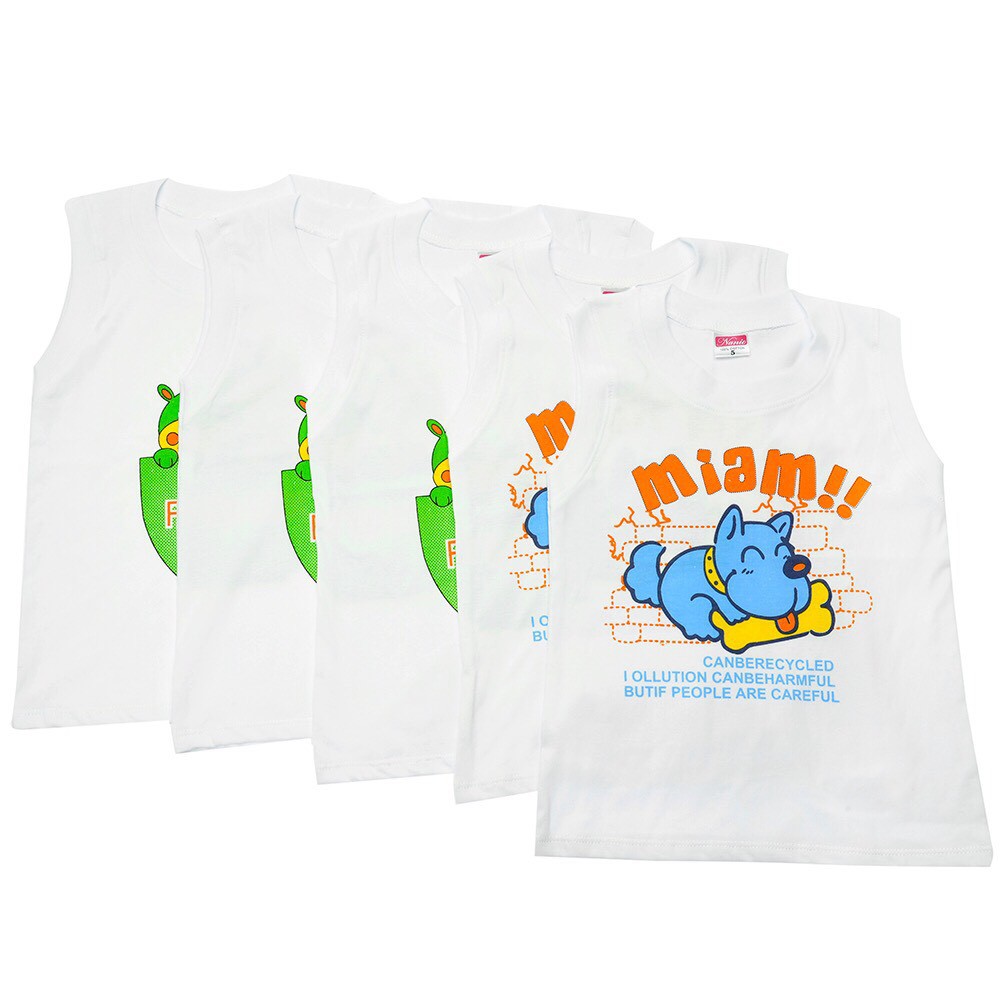 Combo 5 áo tay lỡ trắng bé trai