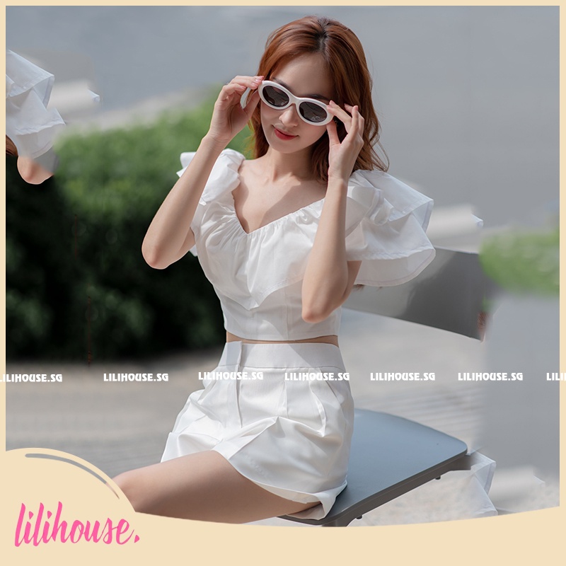 Set Đồ Nữ , Áo Bèo Tầng + Quần Short 💖 𝑭𝑹𝑬𝑬𝑺𝑯𝑰𝑷 💖 - Set Nữ Mùa Hè Áo Hở Vai Kèm Quân Đùi