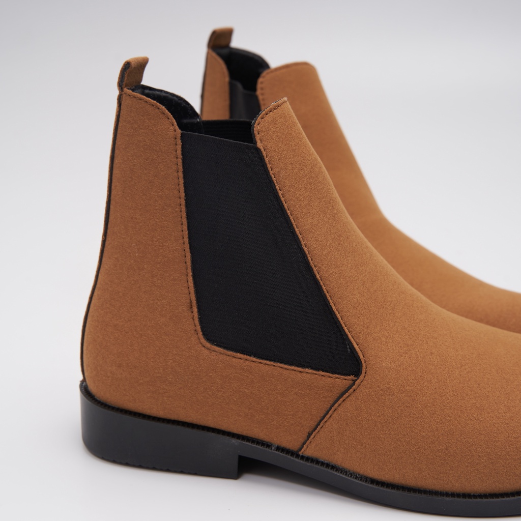 Giày bốt nam Chelsea Boots da lộn, cổ chun, đế cao 3cm khâu chắc chắn