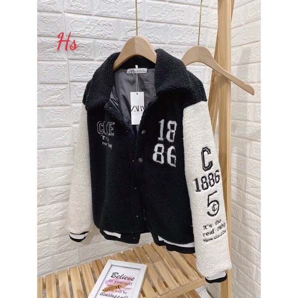 Áo lông 2 mặt thêu nổi 1886 1 mặt lông 1 mặt nỉ dày dặn MEMN 1181