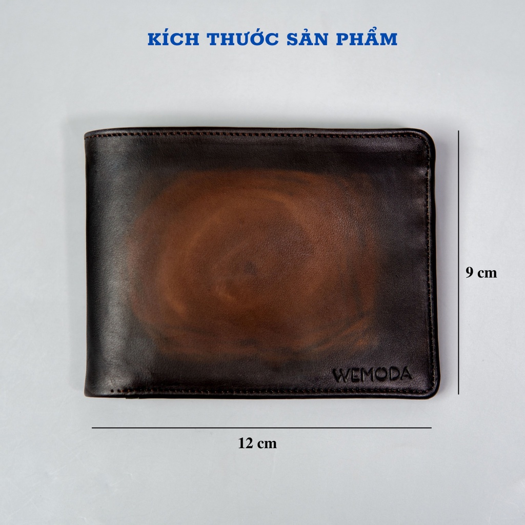 Ví Nam Patina WEMODA chất liệu da bò Veg dáng ngang tặng kèm hộp ví quà tặng bảo hành 24 tháng