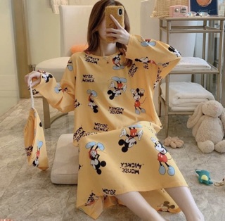 Đầm thun tay dài mặc nhà