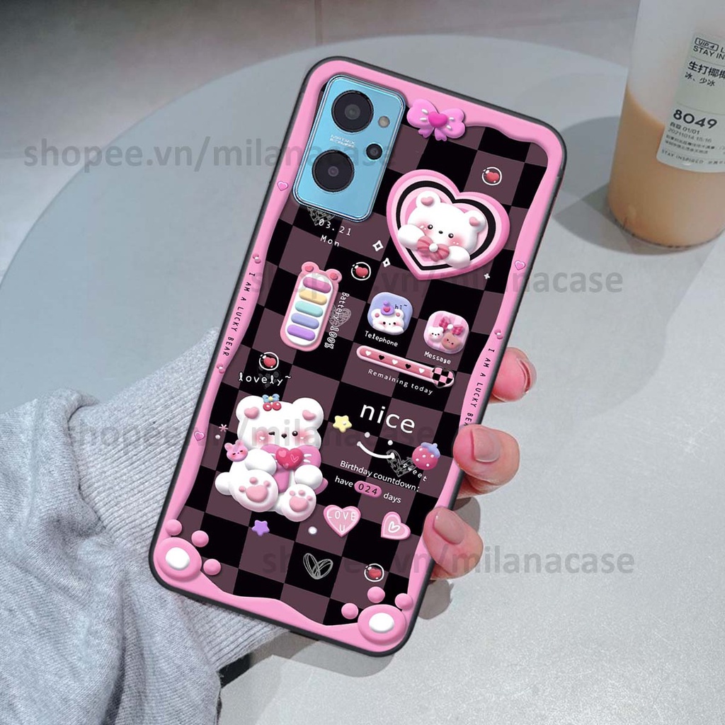 Ốp Realme 9i hình đồng hồ icon gấu mèo cute cực dễ thương ngộ nghĩnh
