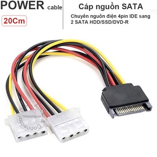 Dây nguồn SATA ra 2 molex IDE 4pin - Cáp chia nguồn 1 SATA ra 2 4 pin IDE 20Cm