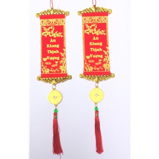 Combo 2 liễn nhung đồng tiền dài 50cm treo trang trí tết, năm mới