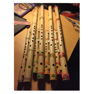 sáo mèo kép việt quấn vải thổ cẩm tone đô / sáo trúc - duy an