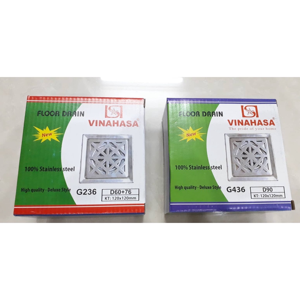 GA THOÁT SÀN NHÀ TẮM NGĂN MÙI INOX CAO CẤP VINAHASA XANH LÁ GS236  VÀ GS436