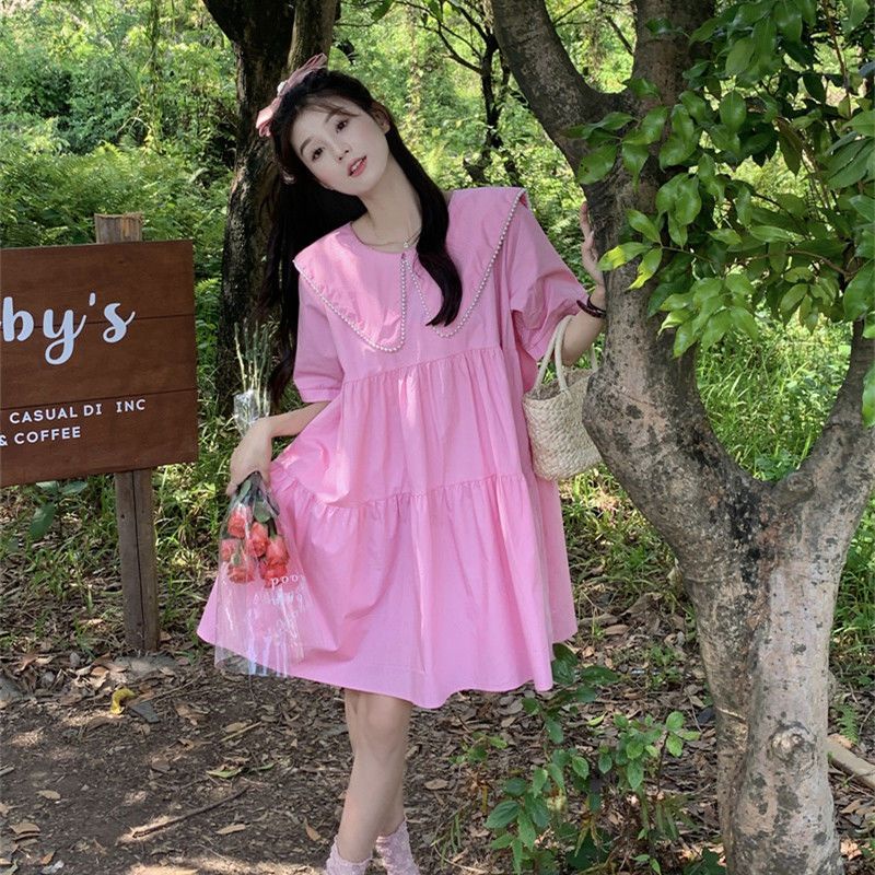 Váy babydoll Đầm Cổ Búp Bê Dáng Rộng Phong Cách Hàn Quốc Thời Trang Mùa Hè Hàng Mới 2022