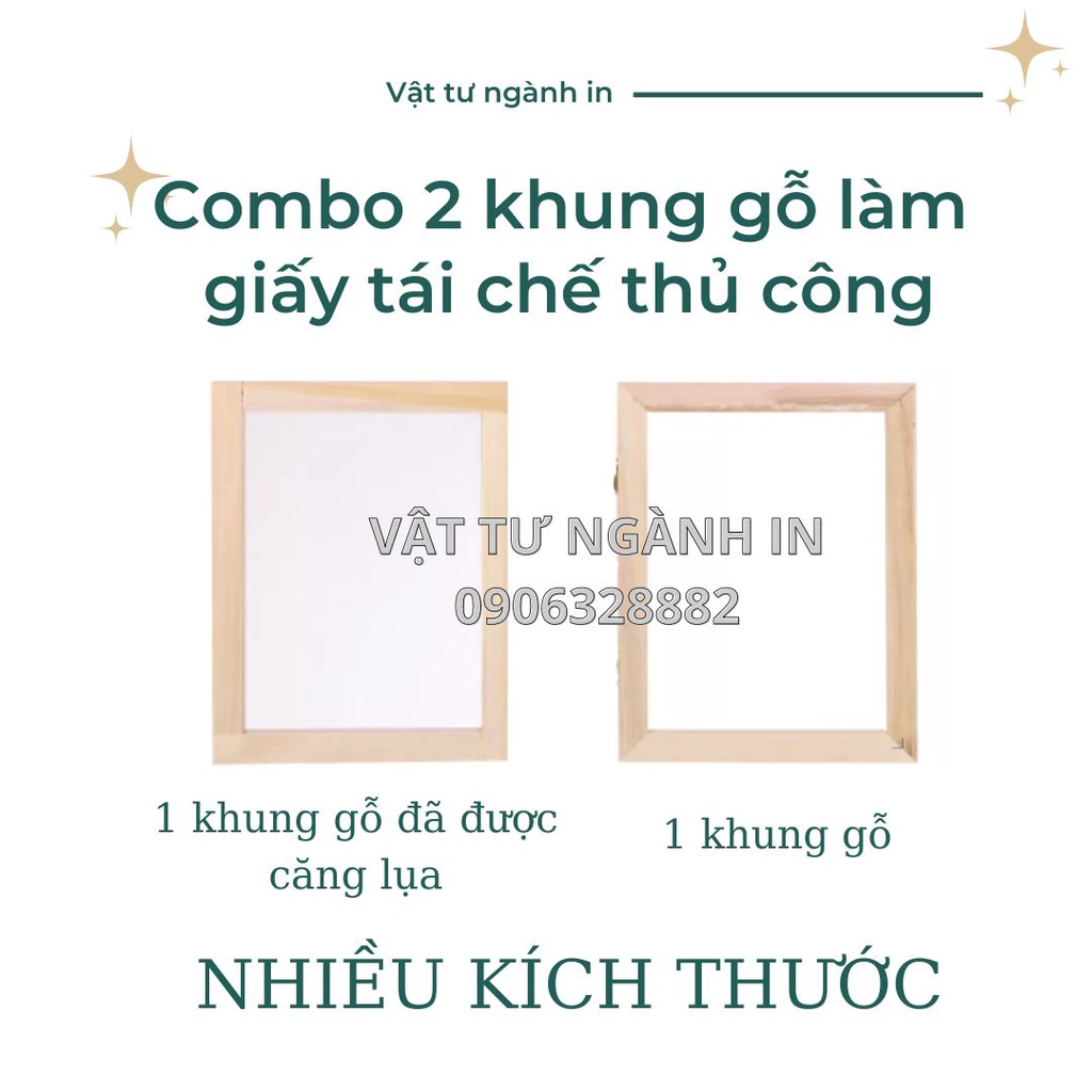 Combo 2 khung gỗ làm giấy tái chế thủ công, khung có nhiều kích thước