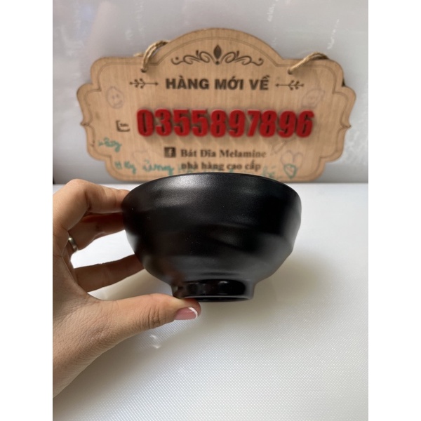 Bát ăn cơm đen nhám 11cm Melamine