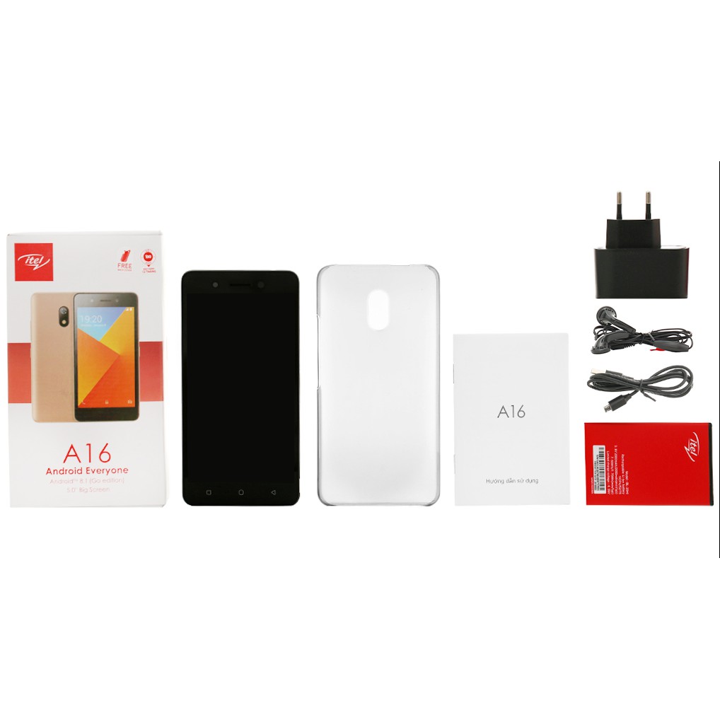 Điện thoại ITEL A16 - Hàng chính hãng- 2 màu đen + vàng