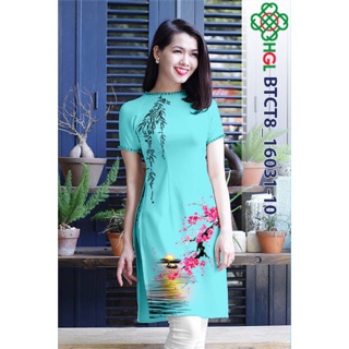 Vải áo dài cách tân in hoa đào