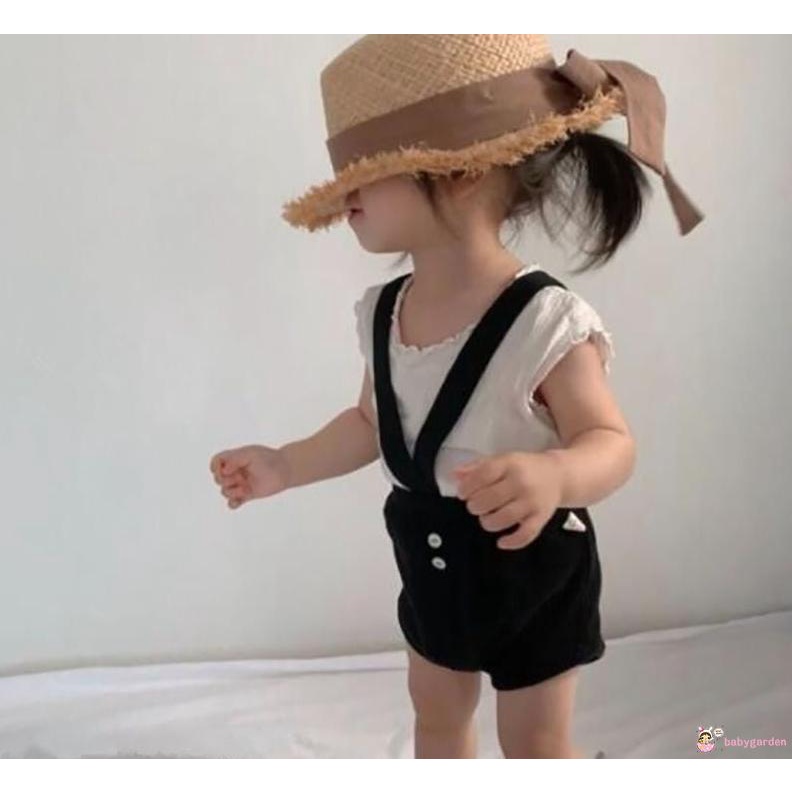 Quần yếm ngắn lưng co giãn 3 màu lựa chọn cho bé trai/ bé gái 0-18 tháng tuổi