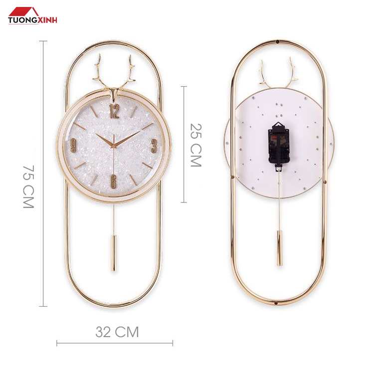 Đồng hồ treo tường cao cấp Tường Xinh decor trang trí nhà cửa phong cách Bắc Âu hiện đại DH029