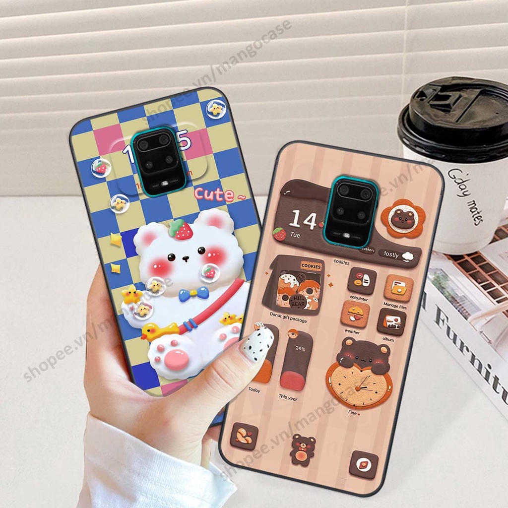 Ốp lưng Xiaomi Redmi Note 9 / Note9s / Note 9 Pro hình gấu, thỏ, đồng hồ cute dễ thương