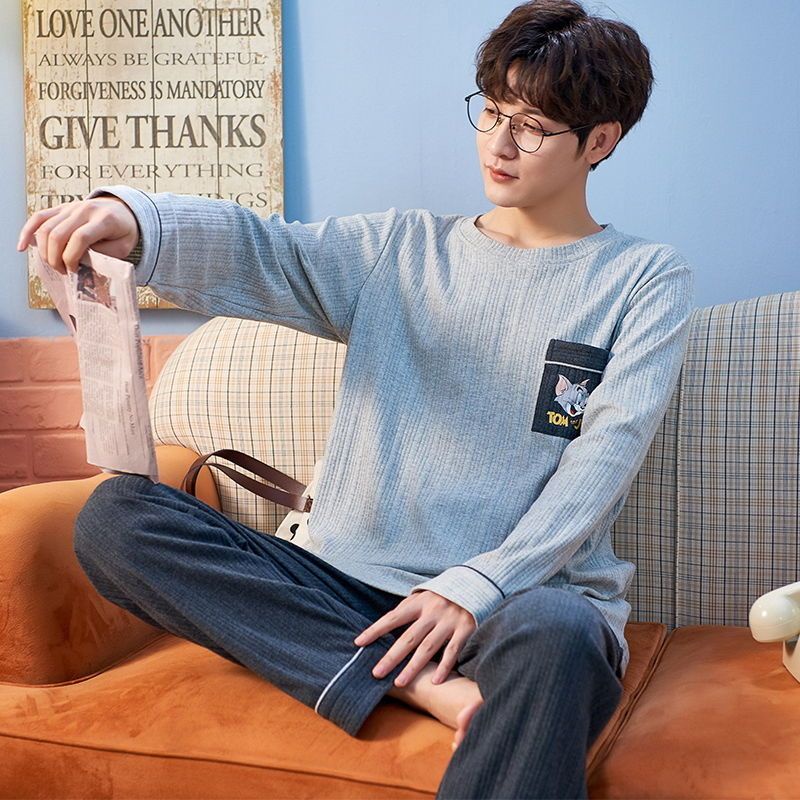 Bộ Đồ Ngủ Cotton Tay Dài Plus Size Cho Nam