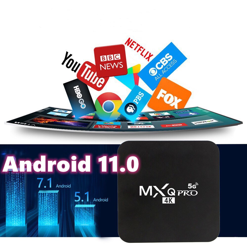 Set-Top Box MXQ PRO 5G 4K HD 4G + 64G Android 11.0 điều khiển từ cho TV thông minh