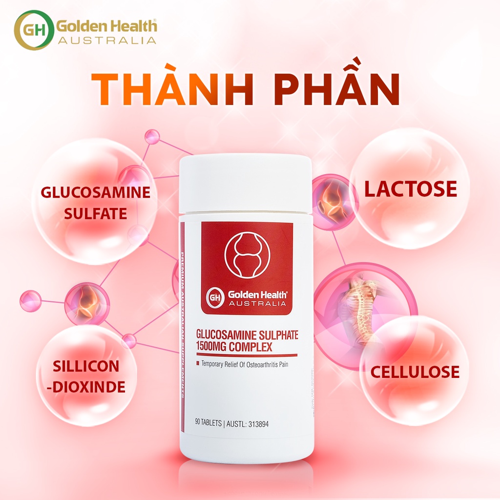 [GOLDEN HEALTH] Viên uống Glucosamine Sulphate hỗ trợ tăng chất nhờn xương khớp (90 viên)