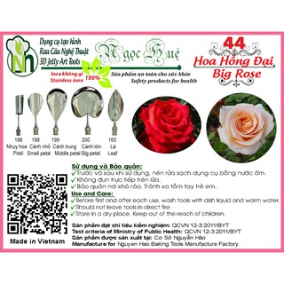 Dụng cụ làm thạch rau câu 3D Ngọc Huệ (bộ 5 kim số 44 - hoa hồng đại)