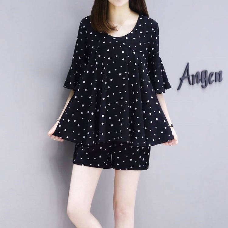 Sét Bộ Chấm Bi Tay Sóng Quần Short Siêu Xinh