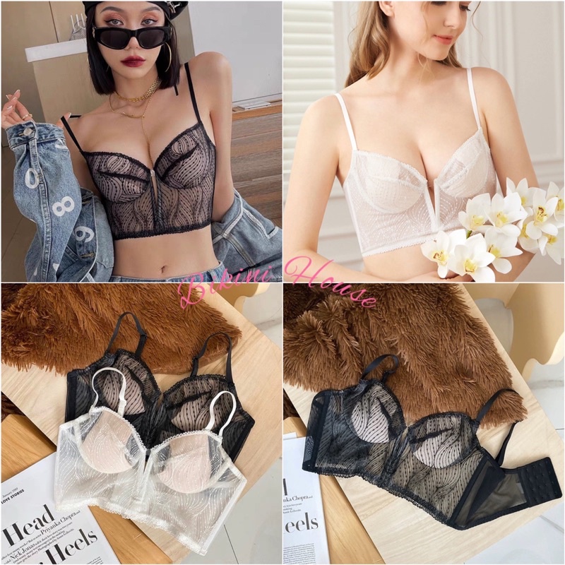 Áo Lót Nữ Ren Lụa Vân Sóng Bản To Có Gọng Đệm Mỏng Cao Cấp 2008