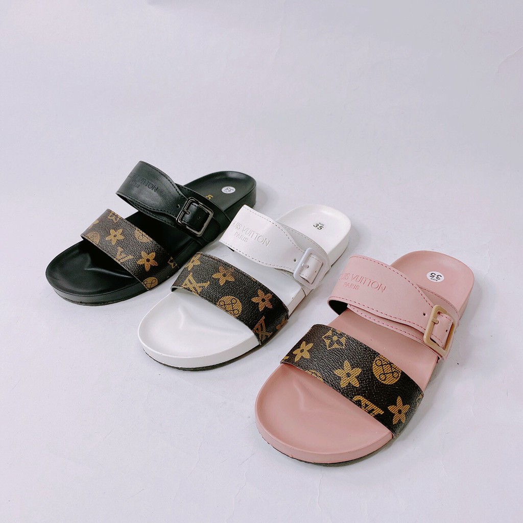 Dép nữ thời trang, dép đúc 2 quai ngang có khóa cài vuông (Cotay_D291)