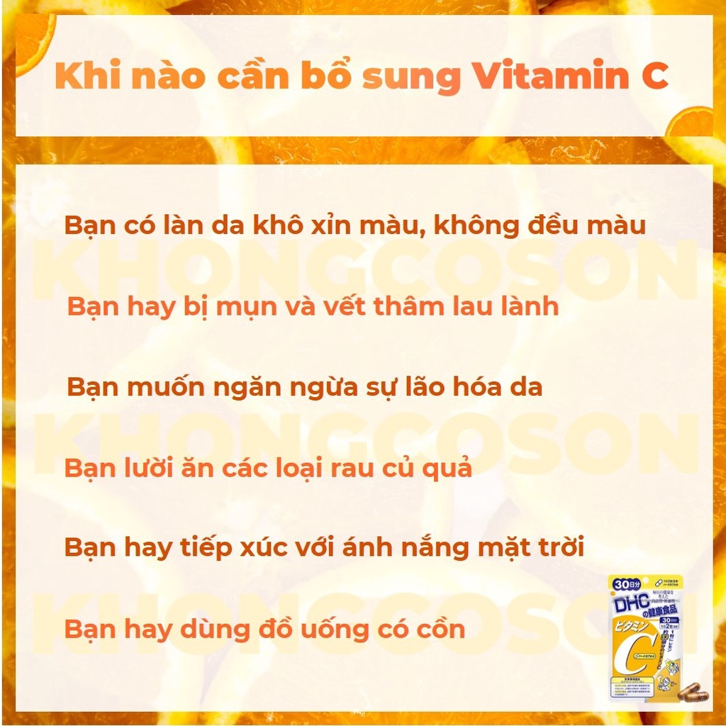 Viên Uống DHC Bổ Sung Vitamin C Chống Nắng Làm Đẹp Da Và Mờ Thâm Nhật Bản 30 và 90 Ngày - Khongcoson