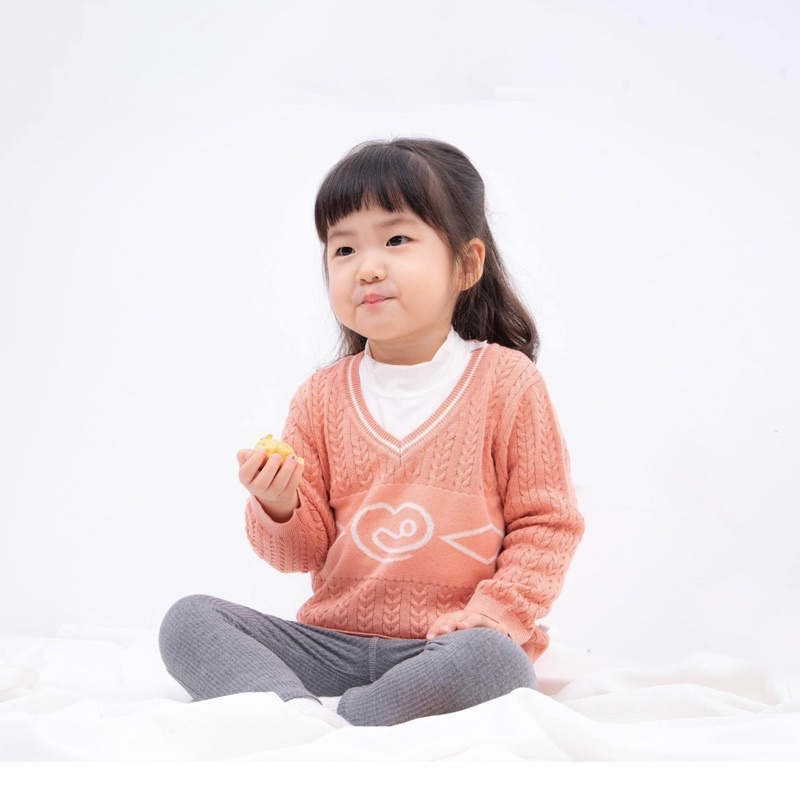 BU BABY Áo len cổ tim - Kyomi Lennie thương hiệu Bu Baby cho bé