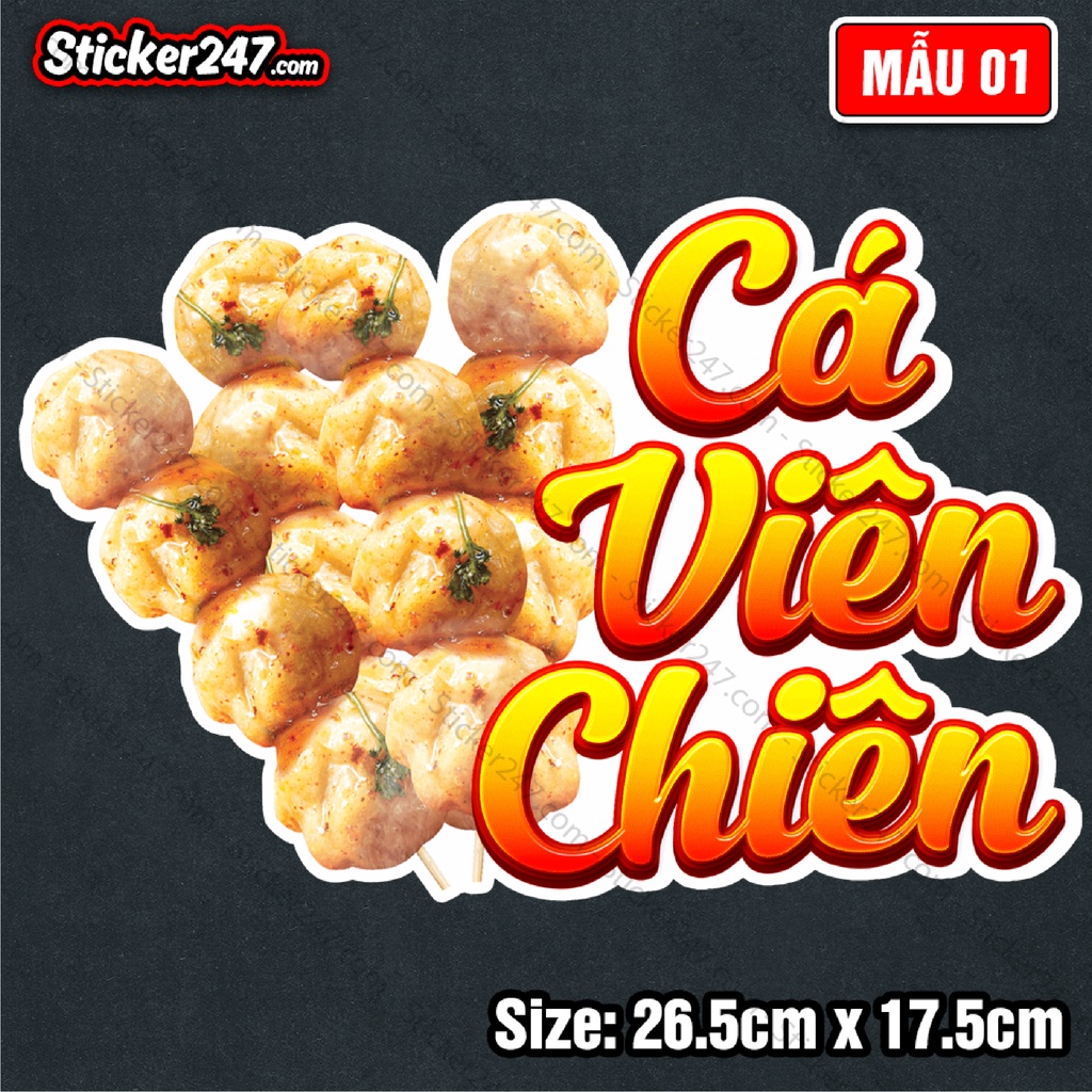 Decal khổ lớn hình cá viên chiên, bánh tráng trộn 🌈𝑭𝒓𝒆𝒆𝒔𝒉𝒊𝒑 Sticker trang trí, Decal dán tủ kính, dán tường, dán quầy...