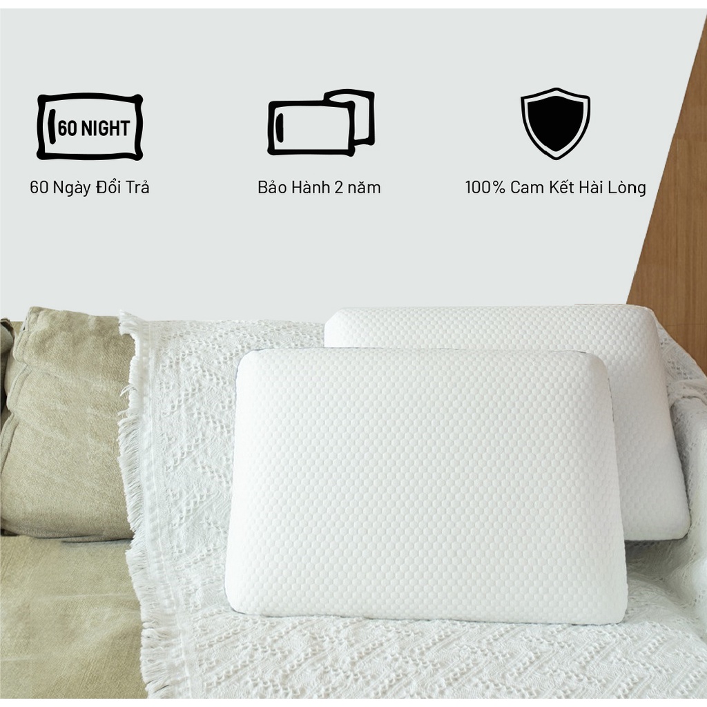 Gối ngủ memory foam Nooz Home Goods ruột gối cao su non người lớn hỗ trợ chống trào ngược phù hợp với mọi tư thế nằm