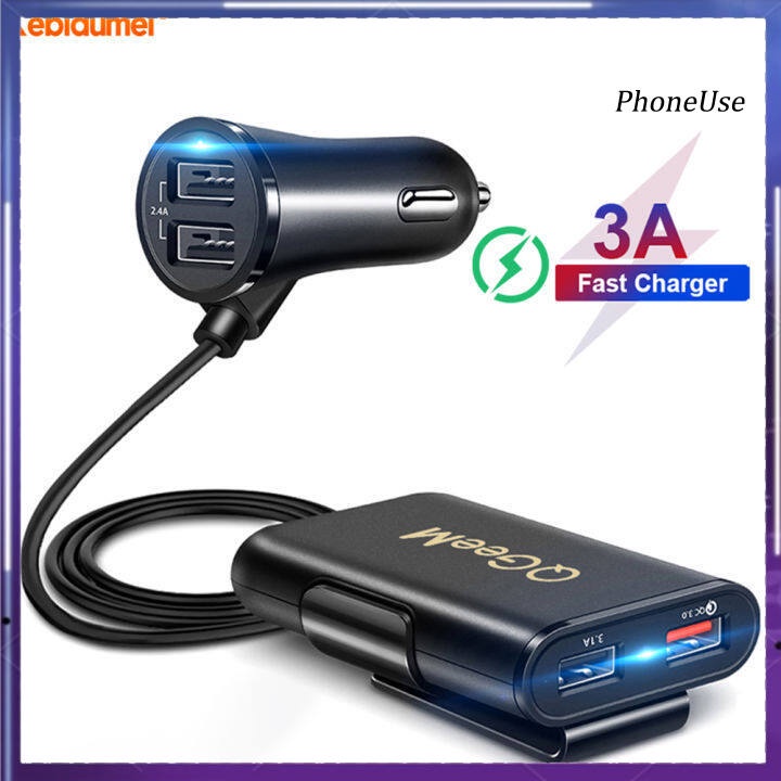 Củ sạc nhanh QC3.0 4 cổng USB cho xe hơi 12-24V 8A