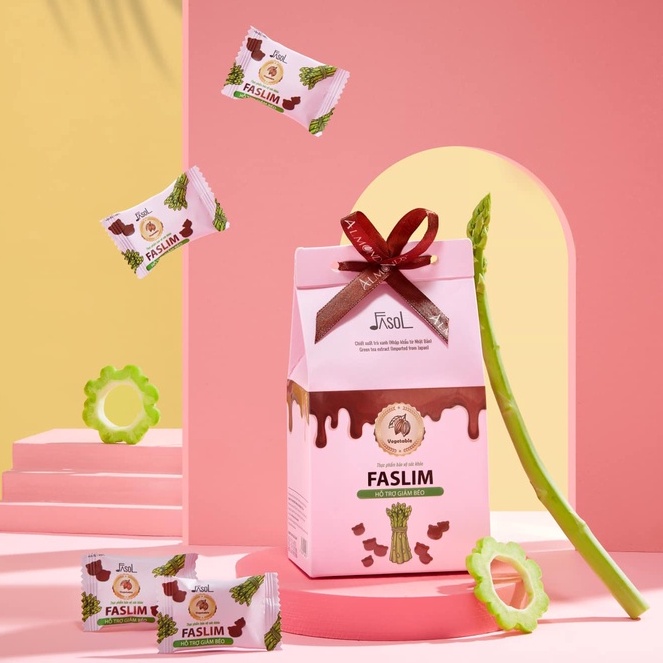 KẸO GIẢM CÂN FASLIM ALMONDS CHIẾT XUẤT MĂNG TÂY CẦN TÂY