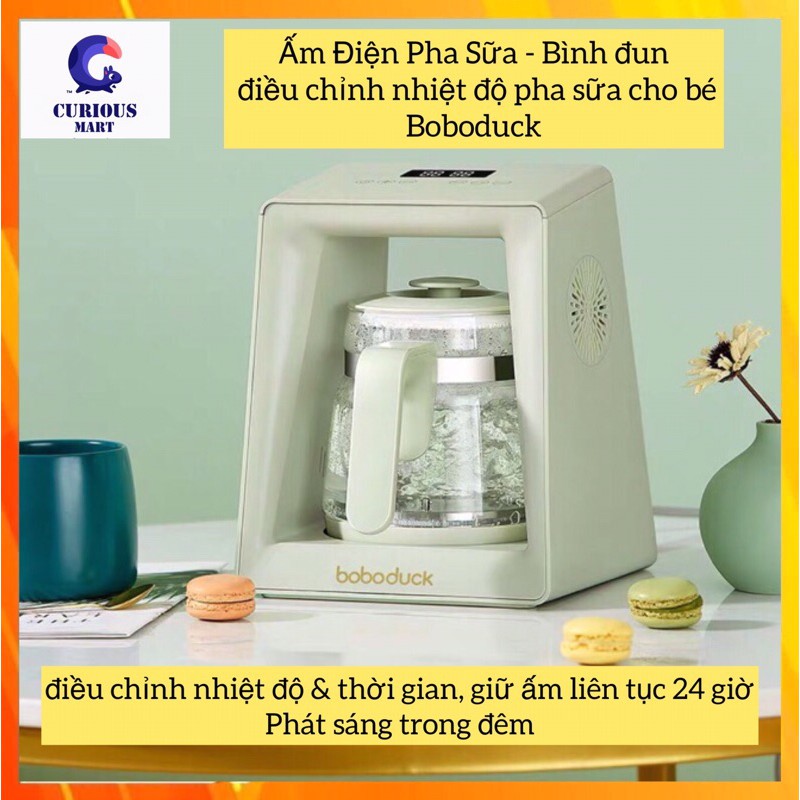 Binh Đun Nước, Máy Đun Nước Pha Sữa - Điều Chỉnh Nhiệt Độ Pha Sữa Cho Bé BOBODUCK, dung tích 1,2L, Ấm thông minh