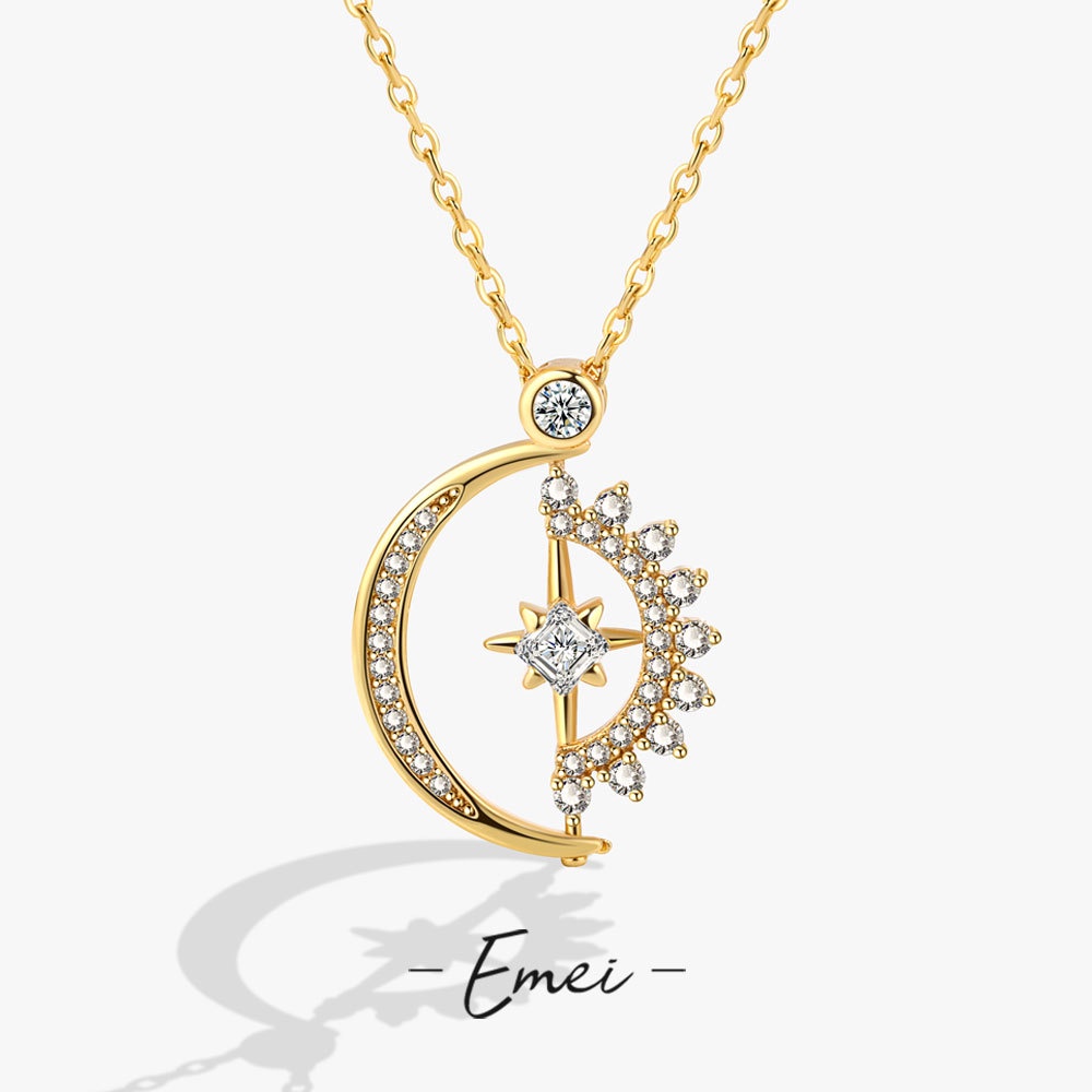 Bộ Vòng cổ Mặt Trời Và Mặt Trăng Đính Đá Zircon Giả Kim Cương
