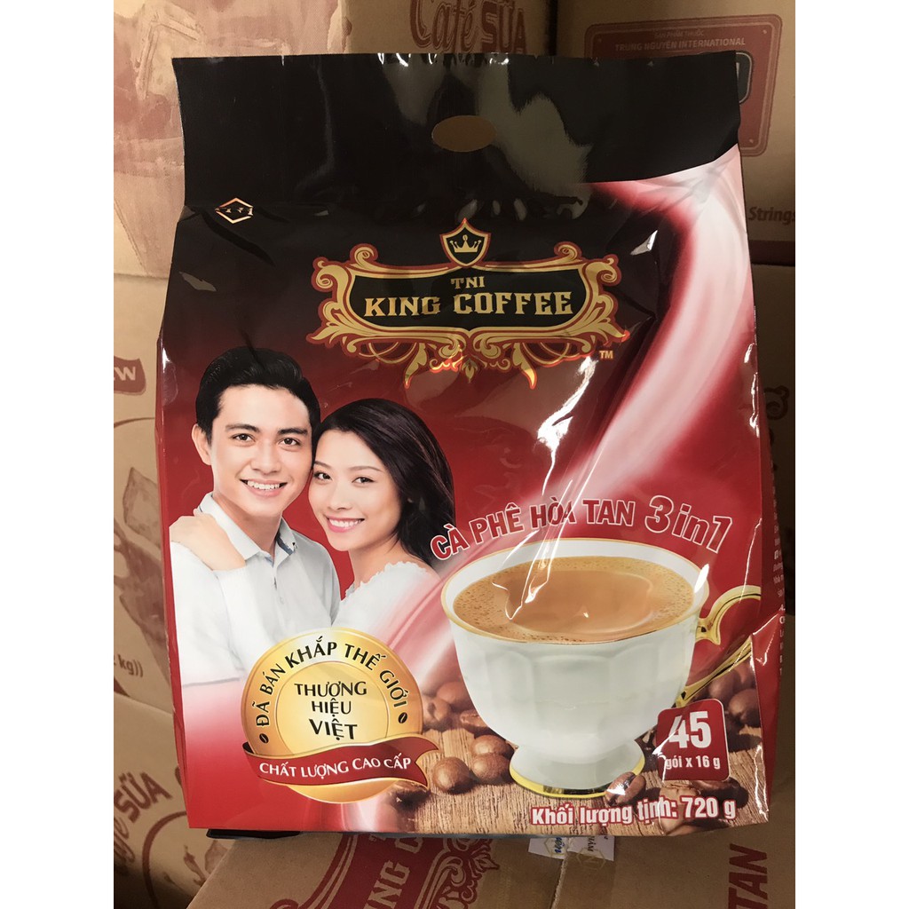 King Coffee Cà Phê Hòa Tan 3in1 Bịch 45 gói (720gr)