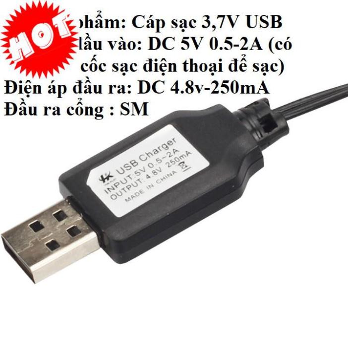 Cáp sạc pin xe mô hình điều khiển các loại 3.6v 4.8v 6v 7.2v đầu vào cổng USB đầu ra cổng SM