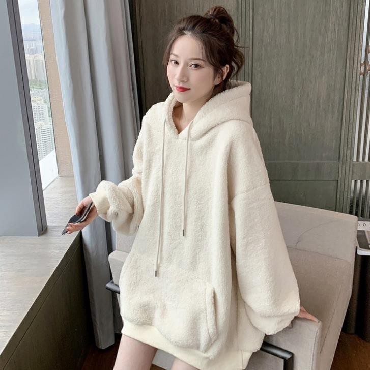 Áo Hoodie khoác nỉ nam nữ Lông Cừu trần bông form rộng kiểu sweater unisex phong cách Hàn Quốc Ulzzang | BigBuy360 - bigbuy360.vn